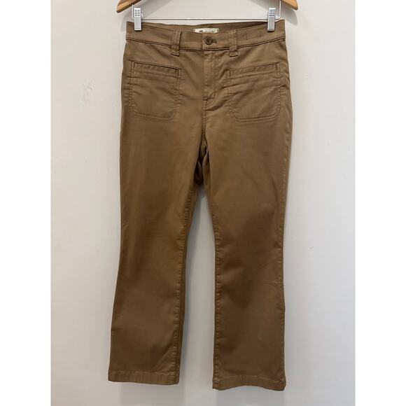 Madewell High Rise Kick Out Pants Tan Sailor Classic Minimalist Cropped Size 29 - Picture 1 of 6
